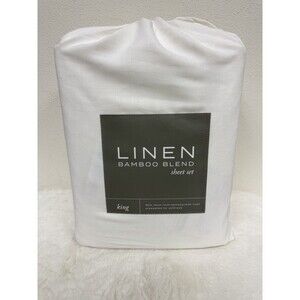 Ienjoy Home Linen Bamboo Blend KING Sheet Set White NEW $460